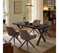 Goeurvant Ensemble Table à Manger 160x80cm et 4 Chaises Pivotantes 360° | Ensemble Table et Chaises de Salle à Manger Modernes pour Cuisine, Séjour et Salon, Confort Premium et Design Élégant