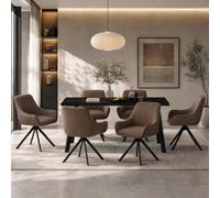 Goeurvant Ensemble Table à Manger 160x80cm et 6 Chaises Pivotantes 360° | Ensemble Table et Chaises de Salle à Manger Modernes pour Cuisine, Séjour et Salon, Confort Premium et Design Élégant