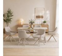 Goeurvant Ensemble Table à Manger 160x80cm et 6 Chaises Pivotantes 360° | Ensemble Table et Chaises de Salle à Manger Modernes pour Cuisine, Séjour et Salon, Confort Premium et Design Élégant
