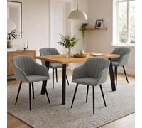 Goeurvant Ensemble Table Salle à Manger et 4 Chaises, Moderne Rectangulaire Table 160x80cm, Chaises Gris Clair en Velours, Ensemble Set de Repas 5 Pièces pour Salon, Cuisine
