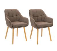 Goeurvant Lot de 2 chaises de Salle à Manger Modernes avec accoudoirs et Pieds en Bois - Chaises de Cuisine rembourrées pour Salon et Bureau, Marron Moka