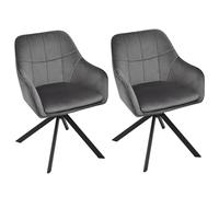 Goeurvant Lot de 2 Chaises Pivotantes 360° en Velours avec Accoudoirs - Chaise de Salle à Manger Pieds Métal pour Cuisine Bureau Salon,Gris Foncé