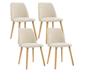 Goeurvant Lot de 4 Chaises de Salle à Manger avec Pieds en Bois, Chaise Fauteuil en Chenille, Chaise Rembourrée pour Salon, Cuisine et Bureau, Crème