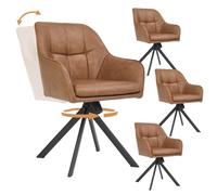 Goeurvant Lot de 4 chaises de Salle à Manger pivotantes avec Fonction balancelle et résistance réglable, Chaise de Cuisine, Chaise rembourrée pivotante à 360° Cuisine et Bureau - Marron