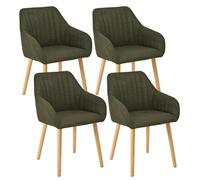 Goeurvant Lot de 4 chaises de salle à manger rembourrées, avec accoudoirs en polyester, pieds en bois (beige)