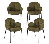 Goeurvant Lot de 4 Chaises de Salle à Manger Vert,avec accoudoirs - Chaises rembourrées Modernes avec Dossier,Pieds réglables en Hauteur,chaises de Cuisine en Boucle pour Salon,Salle à Manger