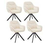 Goeurvant Lot de 4 Chaises Pivotante 360°, Chaises Salle à Manger avec Accoudoirs, Chaises Fauteuil Rembourrées en Chenille avec Pieds en Métal pour Cuisine Salon, Crème