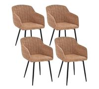 Goeurvant Lot de 4 Chaises Salle à Manger avec Accoudoirs, Chaises Fauteuil rembourrée en Chenille avec Pieds en Métal pour Salon Cuisine et Bureau, Orange