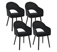 Goeurvant Lot de 4 Chaises Salle à Manger avec Accoudoirs,Fauteuils de Salle à Manger Rembourrés,Chaises de Cuisine avec Pieds en Bois pour Salon,Bureau,Noir