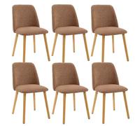 Goeurvant Lot de 6 Chaises de Salle à Manger avec Pieds en Bois, Chaise Fauteuil en Chenille, Chaise Rembourrée pour Salon, Cuisine et Bureau, Orange