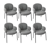 Goeurvant Lot de 6 Chaises de Salle à Manger,Gris foncé,avec accoudoirs - Chaises rembourrées Modernes avec Dossier,Pieds réglables en Hauteur,chaises de Cuisine en Lin pour Salon,Salle à Manger