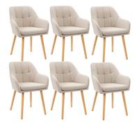 Goeurvant Lot de 6 chaises de Salle à Manger Modernes avec accoudoirs et Pieds en Bois - Chaises de Cuisine rembourrées pour Salon et Bureau, Beige