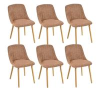 Goeurvant Lot de 6 Chaises de Salle à Manger Orange avec Pieds en Bois, Chaises Rembourrées en Tissu Chenille, pour Cuisine, Salle à Manger, Salon et Bureau