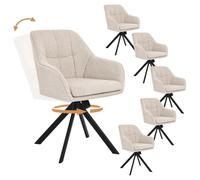 Goeurvant Lot de 6 chaises de Salle à Manger pivotantes avec Fonction balancelle et résistance réglable, Chaise de Cuisine, Chaise rembourrée pivotante à 360° Cuisine et Bureau - Beige
