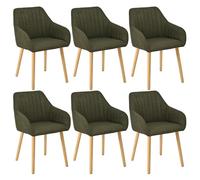 Goeurvant Lot de 6 chaises de salle à manger rembourrées, avec accoudoirs en polyester, pieds en bois (vert)