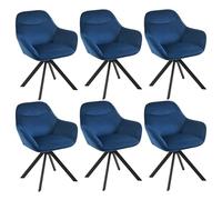 Goeurvant Lot de 6 Chaises Pivotante 360°, Chaises Salle à Manger avec Accoudoirs, Chaises Fauteuil Rembourrées en Velours avec Pieds en Métal pour Cuisine Salon, Bleu de Prusse