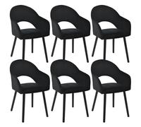 Goeurvant Lot de 6 Chaises Salle à Manger avec Accoudoirs,Fauteuils de Salle à Manger Rembourrés,Chaises de Cuisine avec Pieds en Bois pour Salon,Bureau,Noir