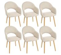 Goeurvant Lot de 6 Chaises Salle à Manger avec Accoudoirs,Fauteuils de Salle à Manger Rembourrés,Chaises de Cuisine avec Pieds en Bois pour Salon,Bureau,Beige