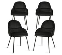Goeurvant Salle à Manger Lot de 4 Chaises Modernes, Revêtement en Velours Noir élégant, Accoudoirs Confortables et Structure en Métal Durable, idéales pour Cuisine et Séjour