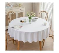 GOEXCPL Nappe Ronde Anti-Taches, Nappe enduite imperméable, Facile à Nettoyer, Blanc diamètre 260 cm