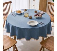 GOEXCPL Nappe Ronde Anti-Taches, Nappe enduite imperméable, Facile à Nettoyer, Bleu-B diamètre 160 cm