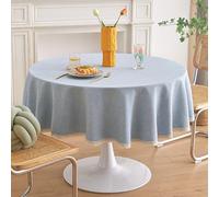 GOEXCPL Nappe ronde anti-taches, Nappe enduite imperméable, facile à nettoyer, bleu clair diamètre 160 cm