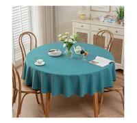 GOEXCPL Nappe Ronde Anti-Taches, Nappe enduite imperméable, Facile à Nettoyer, Bleu Paon diamètre 160 cm