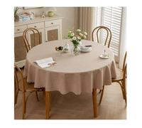 GOEXCPL Nappe Ronde Anti-Taches, Nappe enduite imperméable, Facile à Nettoyer, Brun Clair diamètre 160 cm
