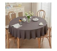 GOEXCPL Nappe Ronde Anti-Taches, Nappe enduite imperméable, Facile à Nettoyer, Brun foncé diamètre 260 cm