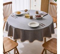 GOEXCPL Nappe Ronde Anti-Taches, Nappe enduite imperméable, Facile à Nettoyer, Gris-B diamètre 160 cm