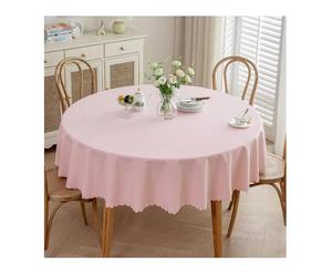 GOEXCPL Nappe Ronde Anti-Taches, Nappe enduite imperméable, Facile à Nettoyer, Rose diamètre 160 cm