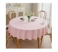 GOEXCPL Nappe Ronde Anti-Taches, Nappe enduite imperméable, Facile à Nettoyer, Rose diamètre 200 cm