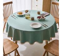 GOEXCPL Nappe Ronde Anti-Taches, Nappe enduite imperméable, Facile à Nettoyer, Vert-B diamètre 160 cm