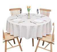 GOEXCPL Nappe Ronde en PVC imperméable, Blanc Diamètre 160 cm | Anti-taches, résistant aux rayures, facile à nettoyer, adapté à une utilisation en intérieur comme en extérieur