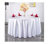GOEXCPL Nappe Ronde en Satin Couleur Unie Épaissir Tissu Lisse Convient pour Les Restaurants, Les hôtels, Les Mariages et Les fêtes Lavable en Machine, Blanc Diamètre 260 cm