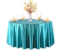 GOEXCPL Nappe Ronde en Satin, Lisse et Brillante Bleu-3 Diamètre 240 cm