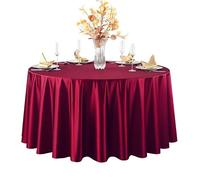 GOEXCPL Nappe Ronde en Satin, Lisse et Brillante Bordeaux Diamètre 240 cm