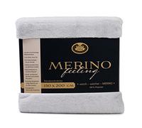 Gözze - Couverture douillette, Merino Feeling, Réversible, Haute densité 600 g/m, 150 x 200 cm - Argenté