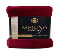 Gözze - Couverture douillette, Merino Feeling, Réversible, Haute densité 600 g/m, 150 x 200 cm - Rouge carmin