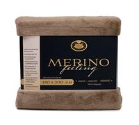 Gözze - Couverture douillette, Merino Feeling, Réversible, Haute densité 600 g/m, 150 x 200 cm - Taupe
