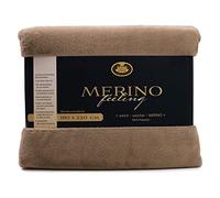 Gözze - Couverture douillette, Merino Feeling, Réversible, Haute densité 600 g/m, 180 x 220 cm - Taupe