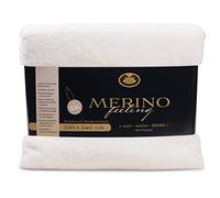 Gözze - Couverture douillette, Merino Feeling, Réversible, Haute densité 600 g/m, 220 x 240 cm - Blanc coton