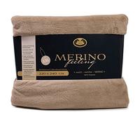 Gözze - Couverture douillette, Merino Feeling, Réversible, Haute densité 600 g/m, 220 x 240 cm - Taupe