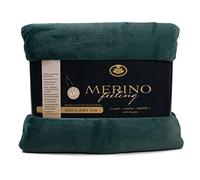 Gözze - Couverture douillette, Merino Feeling, Réversible, Haute densité 600 g/m, 220 x 240 cm - Vert foncé
