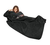 Gözze - Couverture douillette Premium avec Manches et Poche poitrine, 150 x 240 cm - Noir