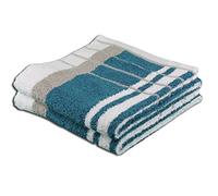 Gözze - Lot de 2 Serviettes de Plage, 100% coton, Berlin, à rayures, 50 x 100 cm - Pétrole/Taupe
