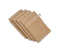 Gözze - New York Gant de Toilette, Lot de 4, Doux et absorbant, 100% Coton, 17 x 24 cm - Marron
