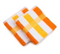 Gözze - New York Serviette à rayures, Lot de 2, Douce et absorbante, 100% Coton, 50 x 100 cm - Orange/Blanc/Jaune
