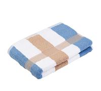 Gözze - New York Serviette de Douche à rayures, Lot de 1, Douce et absorbante, 100% Coton, 70 x 140 cm - Marron/Blanc/Fjord