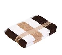 Gözze - New York Serviette de Douche à rayures, Lot de 1, Douce et absorbante, 100% Coton, 70 x 140 cm - Marron/Blanc/Nocca